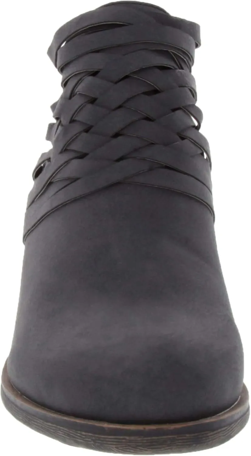 LONDON FOG Womens Mittle Dress Block Heel Ankle Boot, Ladies Back Zip Bootie with Criss Cross Wraparounds
