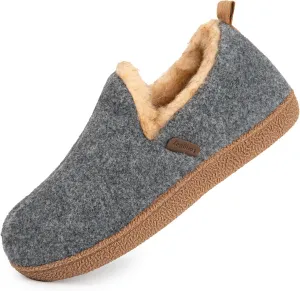 LongBay Women's Felt Bootie Slippers Warm Cozy Memory Foam Slipper Boots with Polar Fleece Lining Non Slip House Shoes Indoor Outdoor