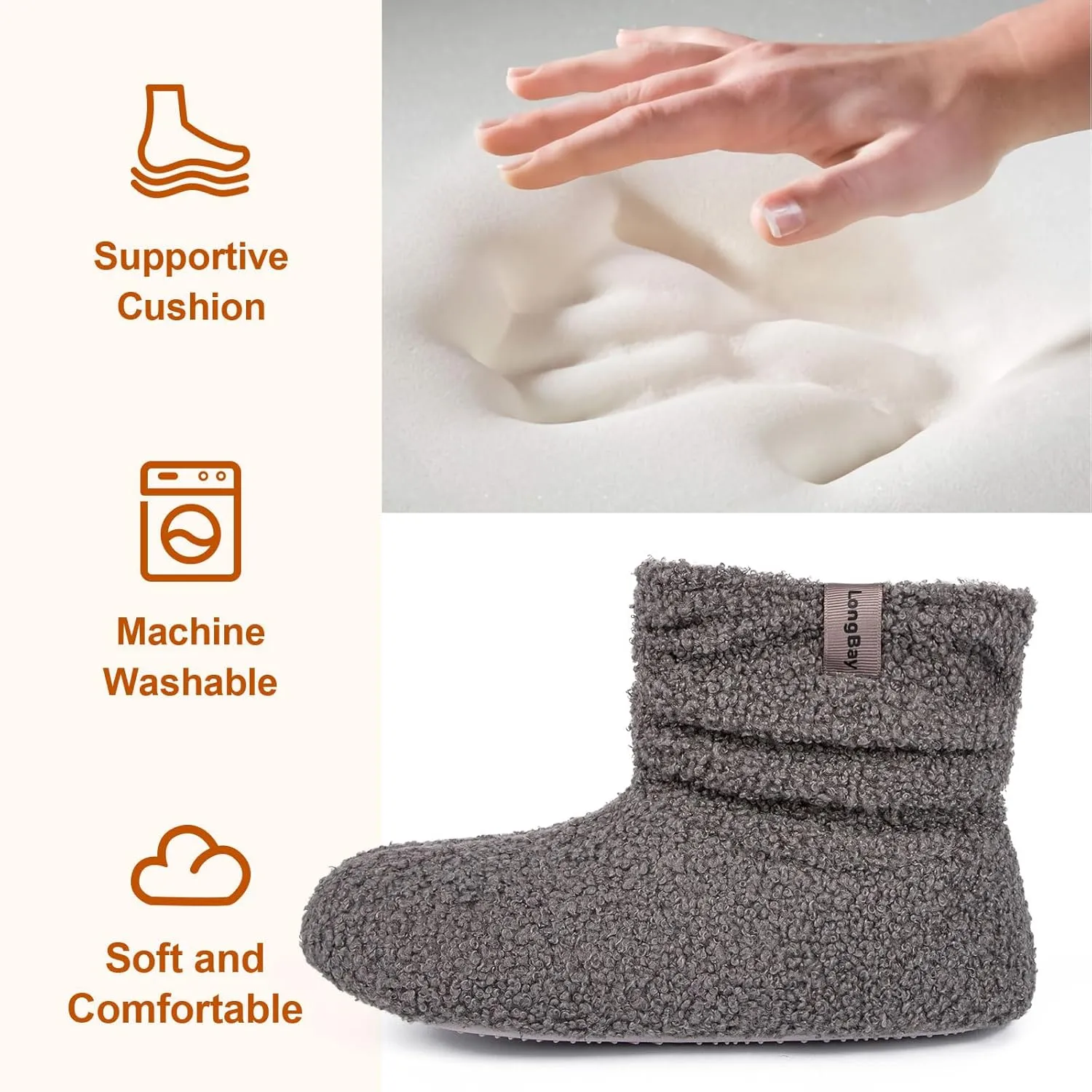 LongBay Women’s Warm Curly Fur Bootie Slippers Comfy Plush Fleece Boots Memory Foam House Shoes