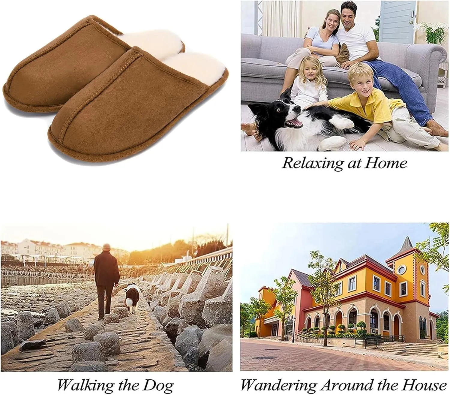 LORDFON Mens-Memory-Foam-Slip-On-House-Slippers Closed Toe Scuff Indoor Home Slipper for Men Comfy Cozy Soft Non-Slip Bedroom Slippers Houseshoes