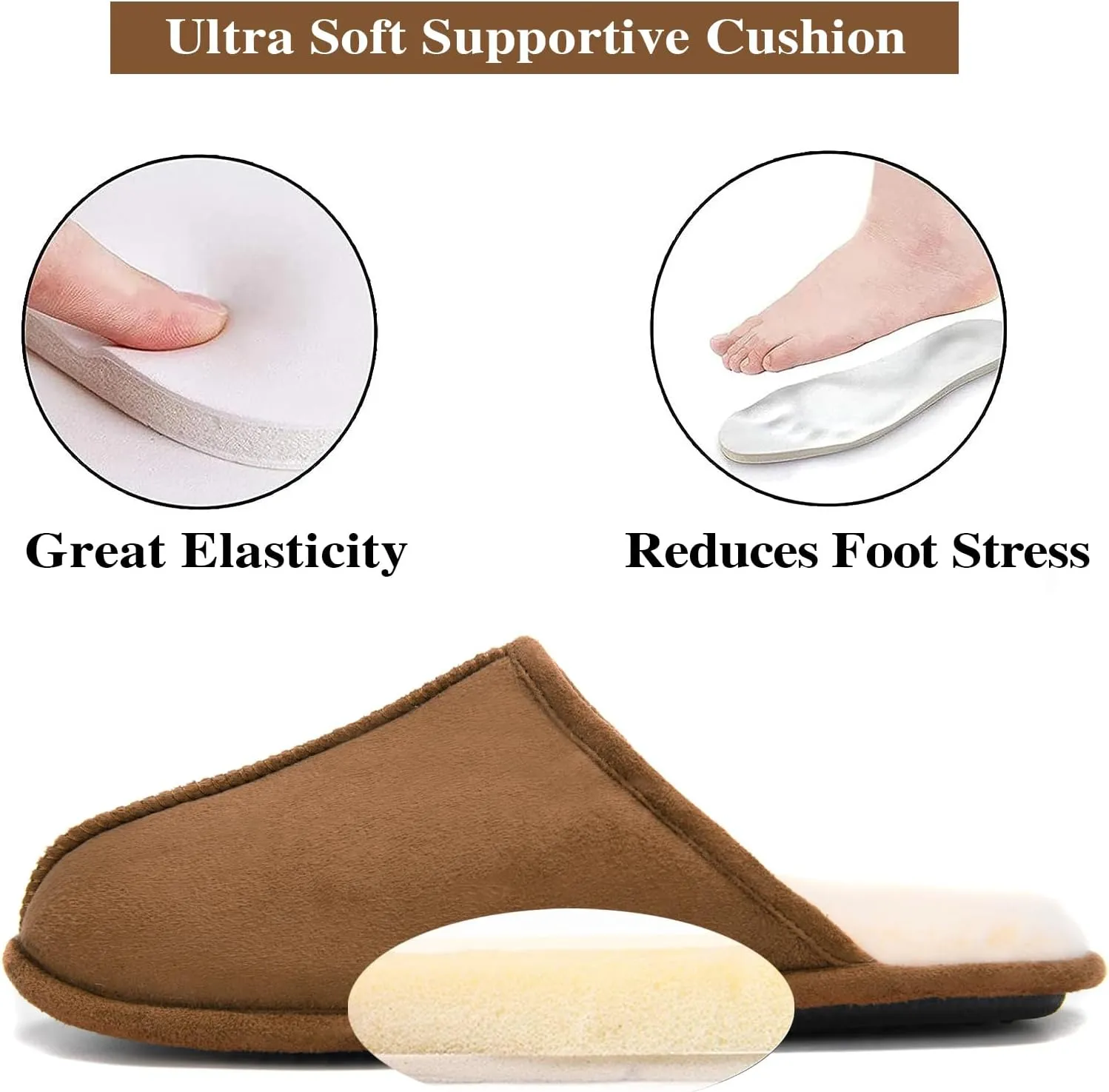LORDFON Mens-Memory-Foam-Slip-On-House-Slippers Closed Toe Scuff Indoor Home Slipper for Men Comfy Cozy Soft Non-Slip Bedroom Slippers Houseshoes