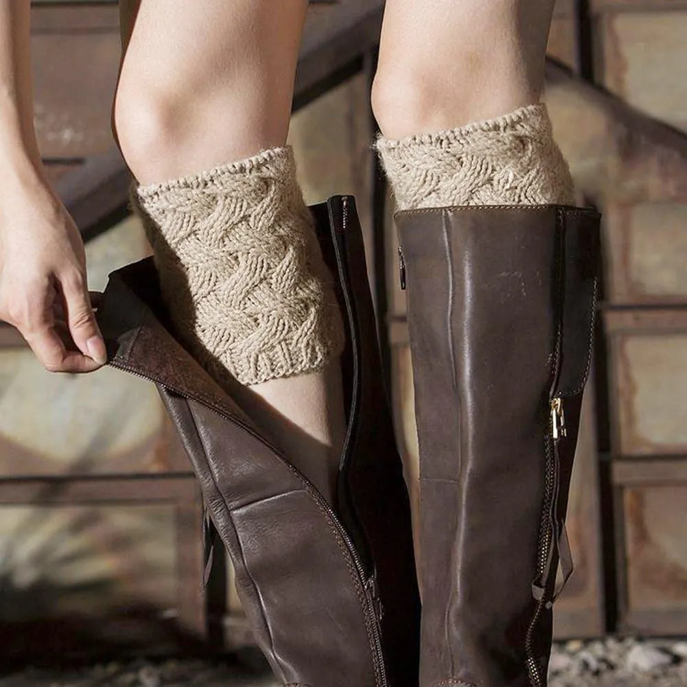 Loritta Womens Boot Socks Winter Warm Crochet Knitted Boot Cuffs Topper Socks Short Leg Warmers Gifts