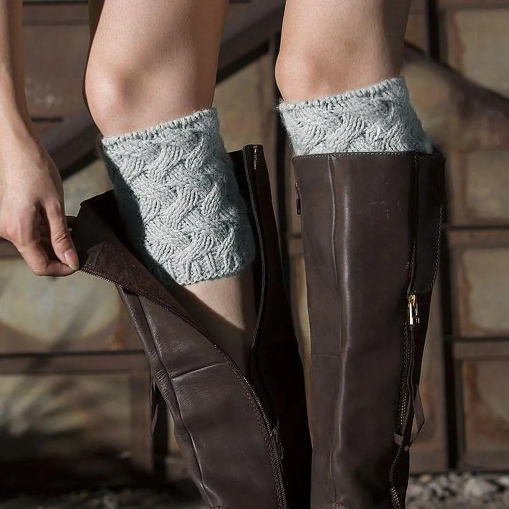 Loritta Womens Boot Socks Winter Warm Crochet Knitted Boot Cuffs Topper Socks Short Leg Warmers Gifts