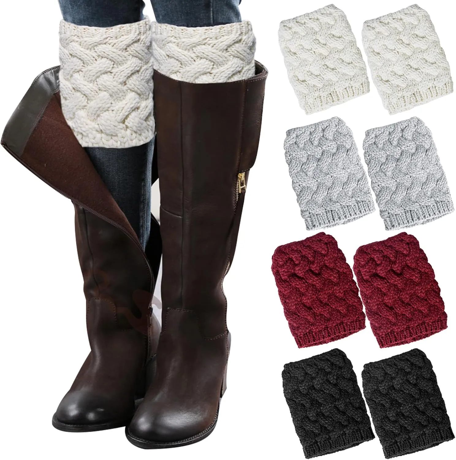 Loritta Womens Boot Socks Winter Warm Crochet Knitted Boot Cuffs Topper Socks Short Leg Warmers Gifts