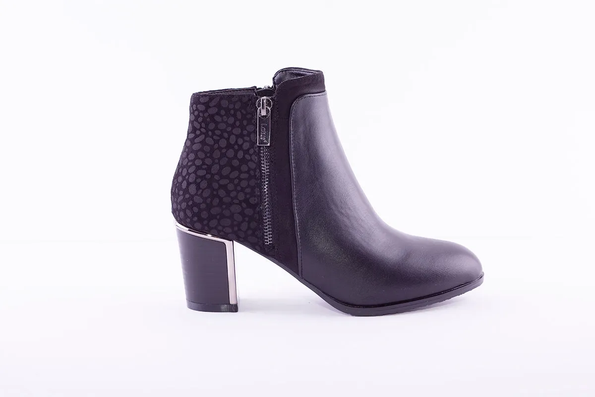 LOTUS - ATHENA MEDIUM HEEL ANKLE BOOT - BLACK