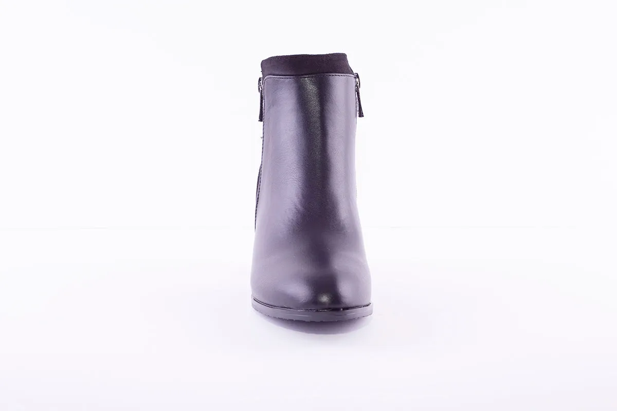 LOTUS - ATHENA MEDIUM HEEL ANKLE BOOT - BLACK