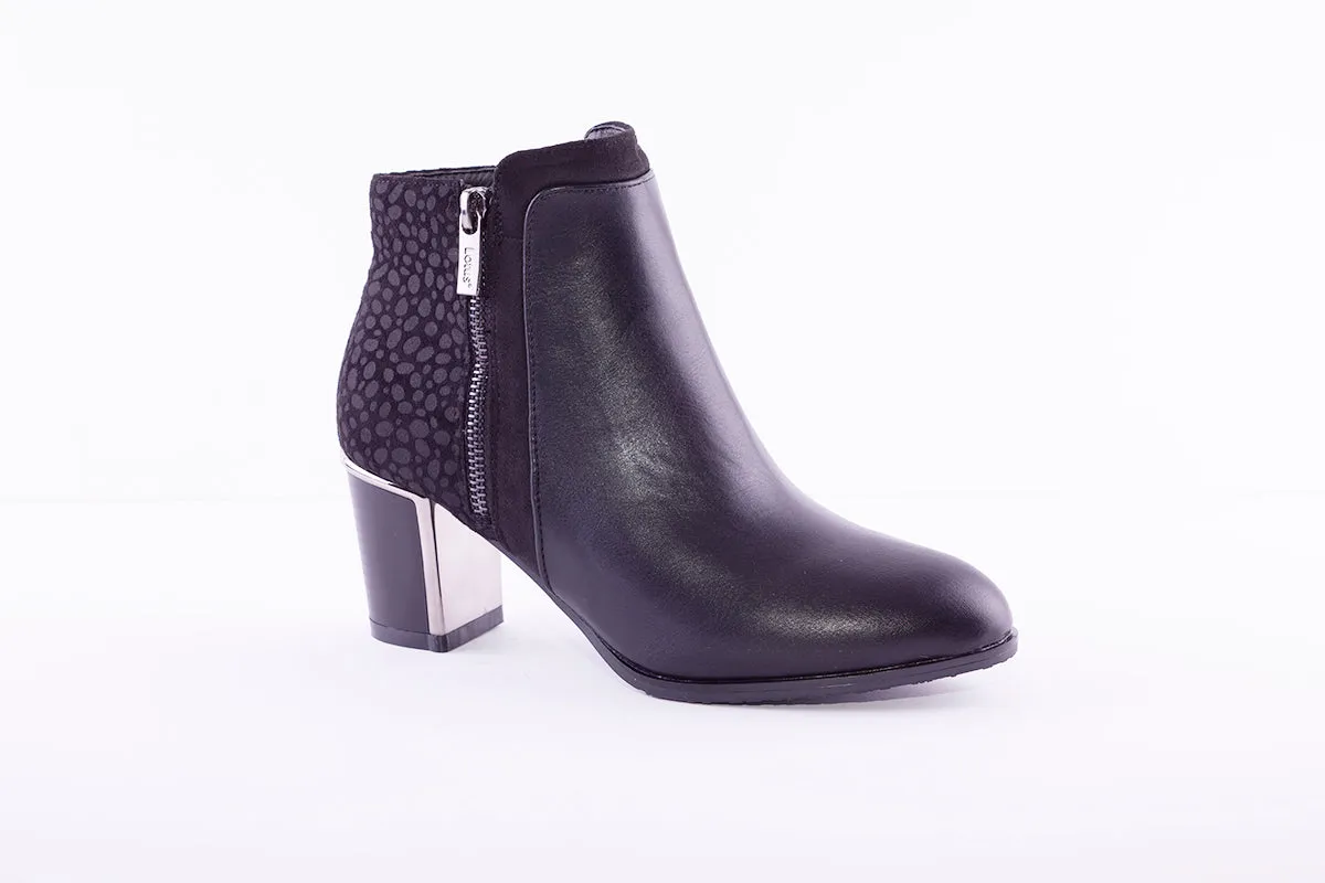 LOTUS - ATHENA MEDIUM HEEL ANKLE BOOT - BLACK