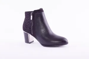 LOTUS - ATHENA MEDIUM HEEL ANKLE BOOT - BLACK
