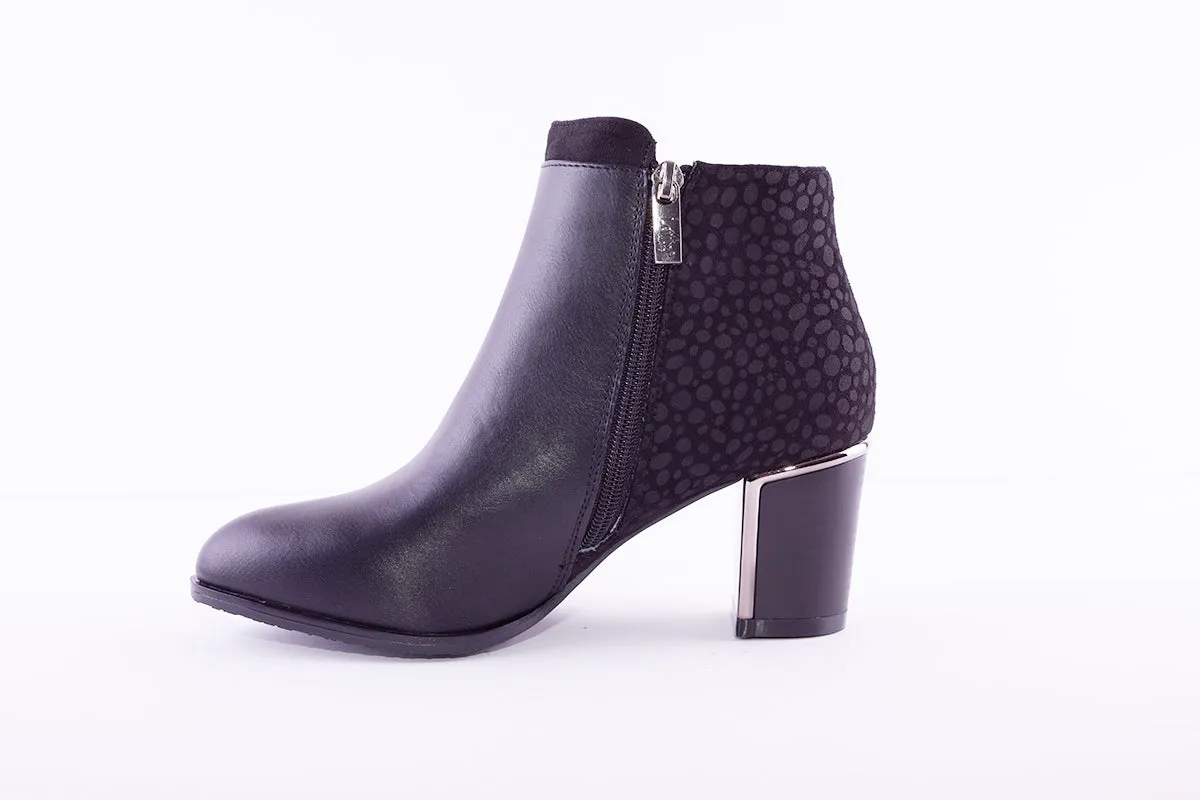 LOTUS - ATHENA MEDIUM HEEL ANKLE BOOT - BLACK