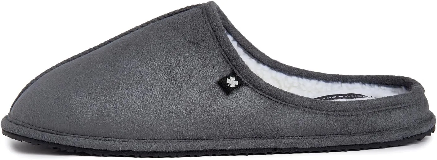 Lucky Brand Mens Microsuede Memory Foam Sherpa Clog Slippers, Warm Fuzzy Bedroom Slipper, Comfortable Indoor Outdoor House Shoes