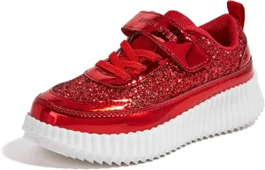 LUCKY STEP Kid's Glitter Running Sneaker Sparkly Braided Shiny Bling Princess Shoes School Athletic Walking Shoes for Children/Boys/Girls