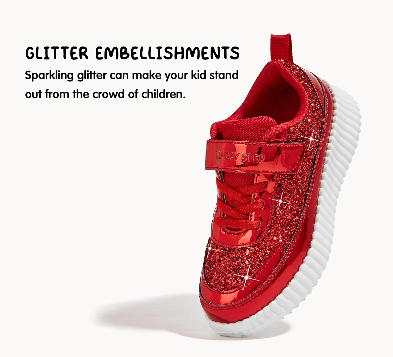 LUCKY STEP Kid's Glitter Running Sneaker Sparkly Braided Shiny Bling Princess Shoes School Athletic Walking Shoes for Children/Boys/Girls