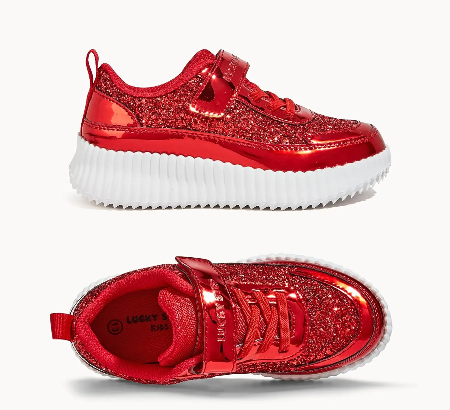 LUCKY STEP Kid's Glitter Running Sneaker Sparkly Braided Shiny Bling Princess Shoes School Athletic Walking Shoes for Children/Boys/Girls