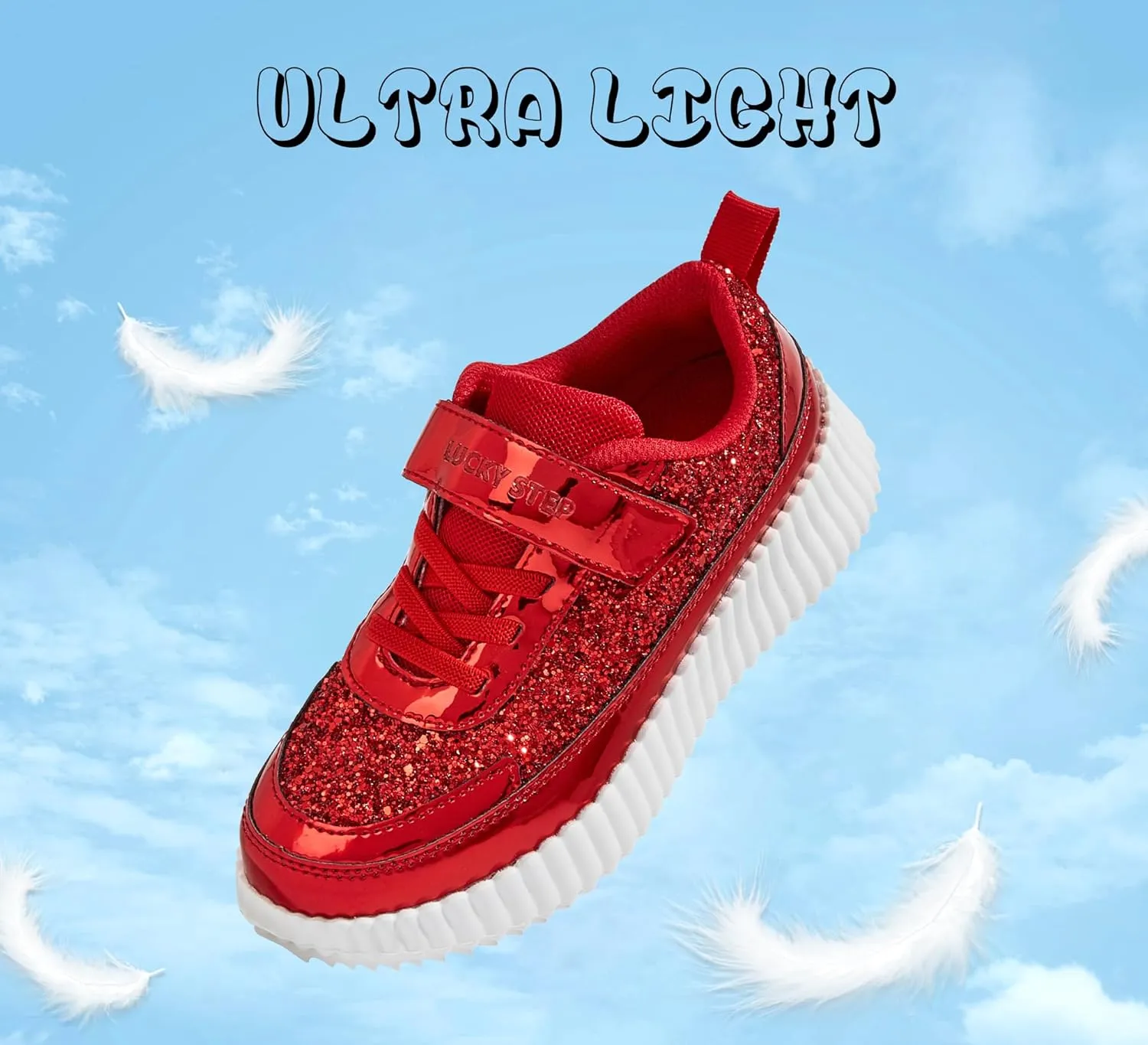 LUCKY STEP Kid's Glitter Running Sneaker Sparkly Braided Shiny Bling Princess Shoes School Athletic Walking Shoes for Children/Boys/Girls