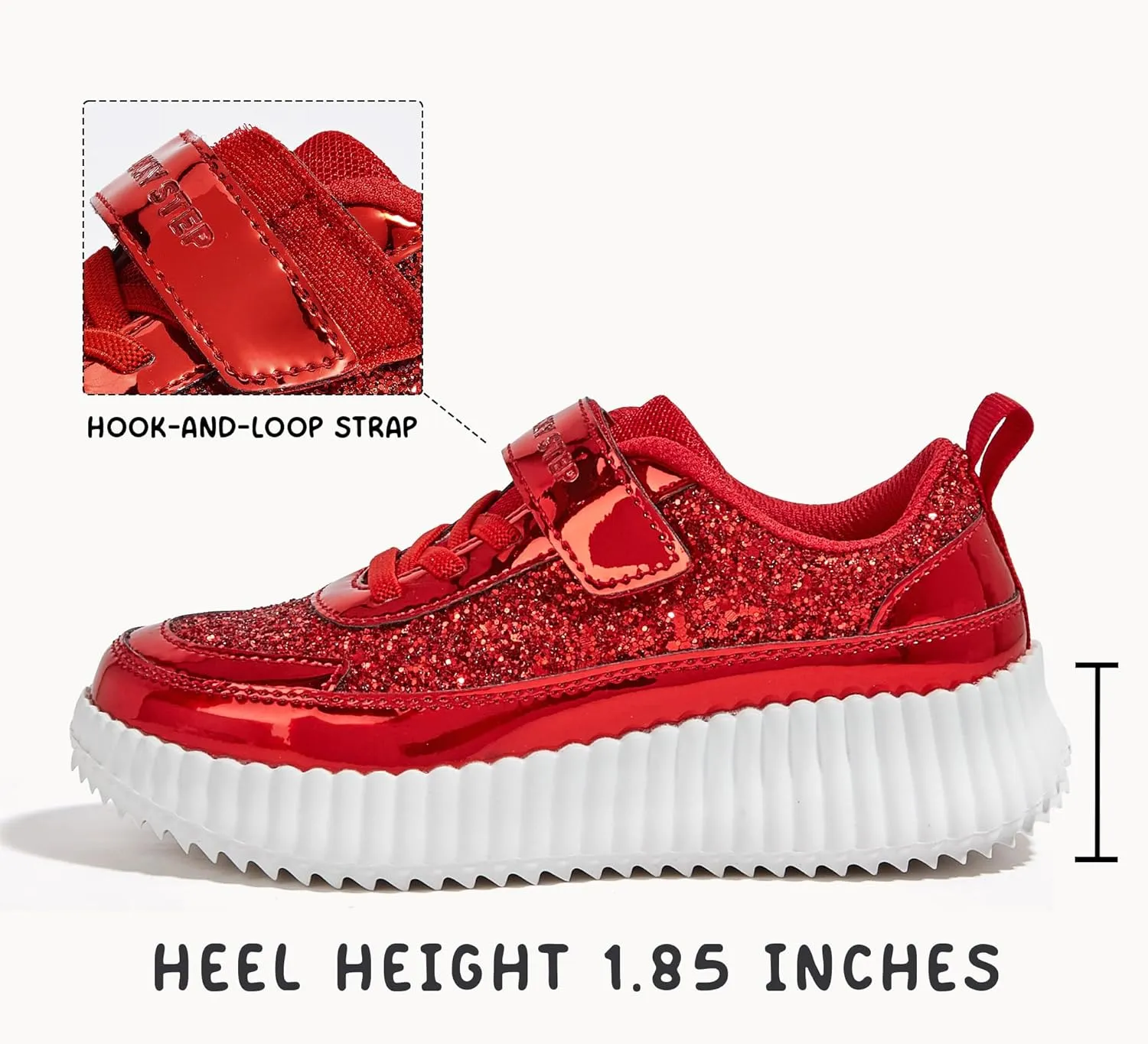 LUCKY STEP Kid's Glitter Running Sneaker Sparkly Braided Shiny Bling Princess Shoes School Athletic Walking Shoes for Children/Boys/Girls
