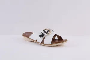 LUNAR - JLH277 REESE-FLAT FASHION MULE - WHITE