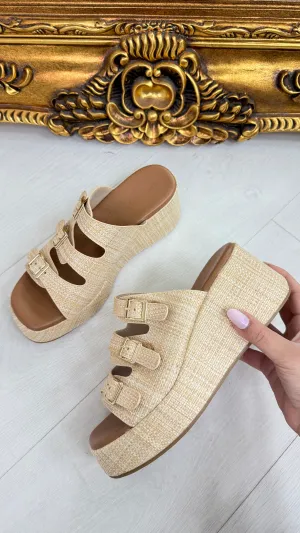 Lyndsey Woven Buckle Platform Mules