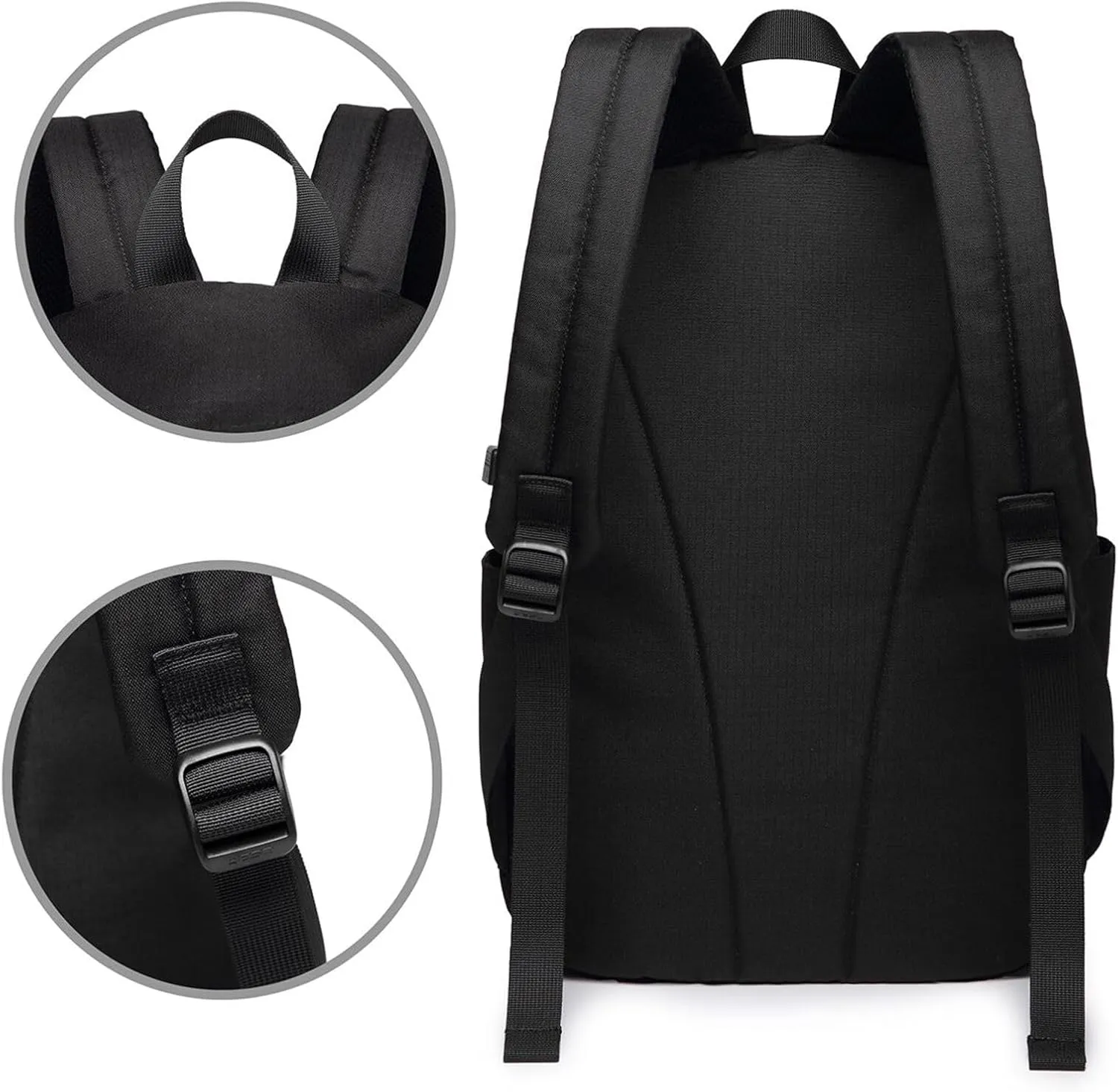 M-essi simple large capacity backpack, the whole bag is stylish and lightweight, the main bag is large enough Black