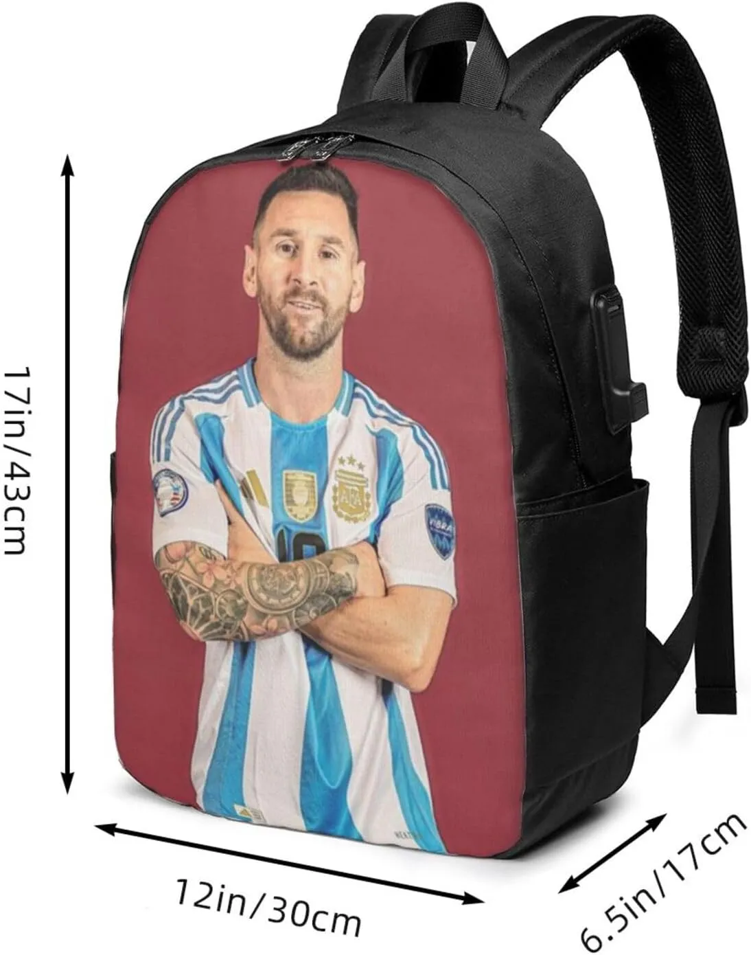 M-essi simple large capacity backpack, the whole bag is stylish and lightweight, the main bag is large enough Black