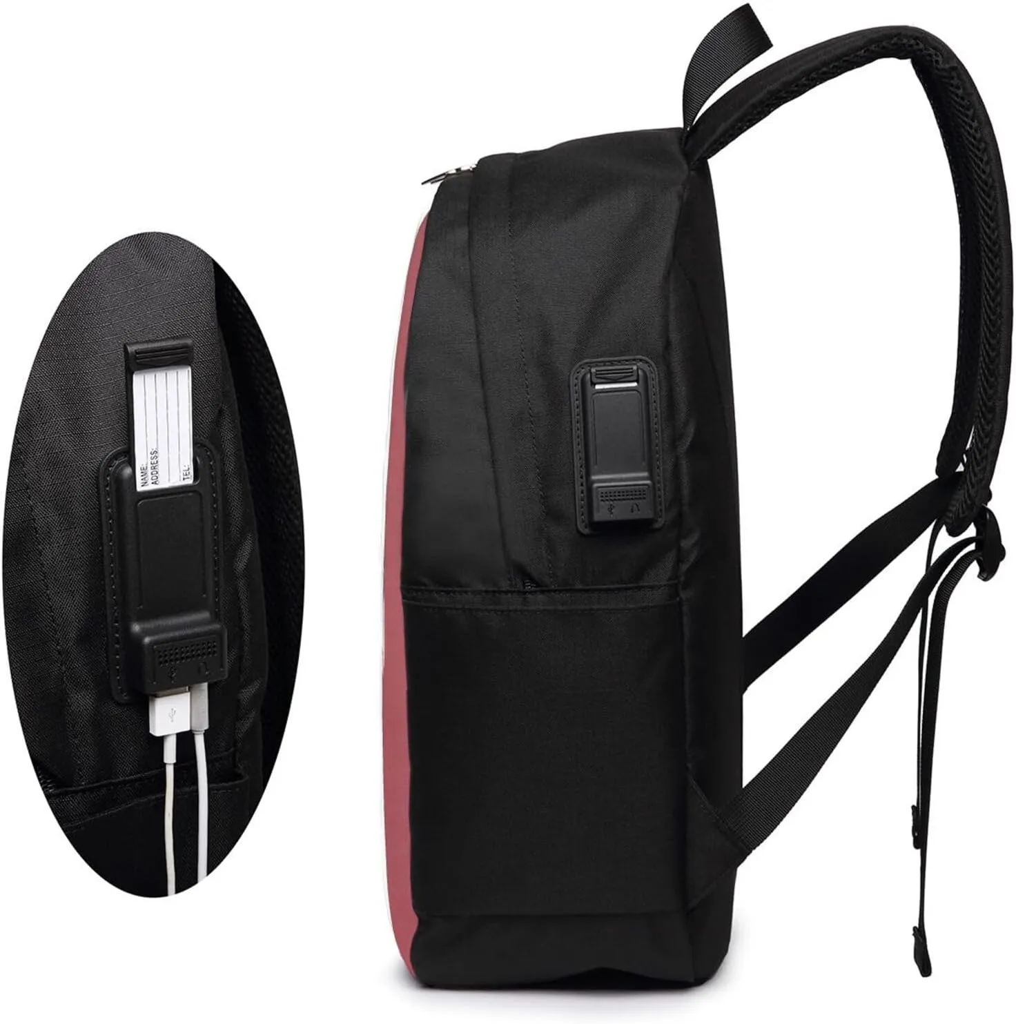 M-essi simple large capacity backpack, the whole bag is stylish and lightweight, the main bag is large enough Black