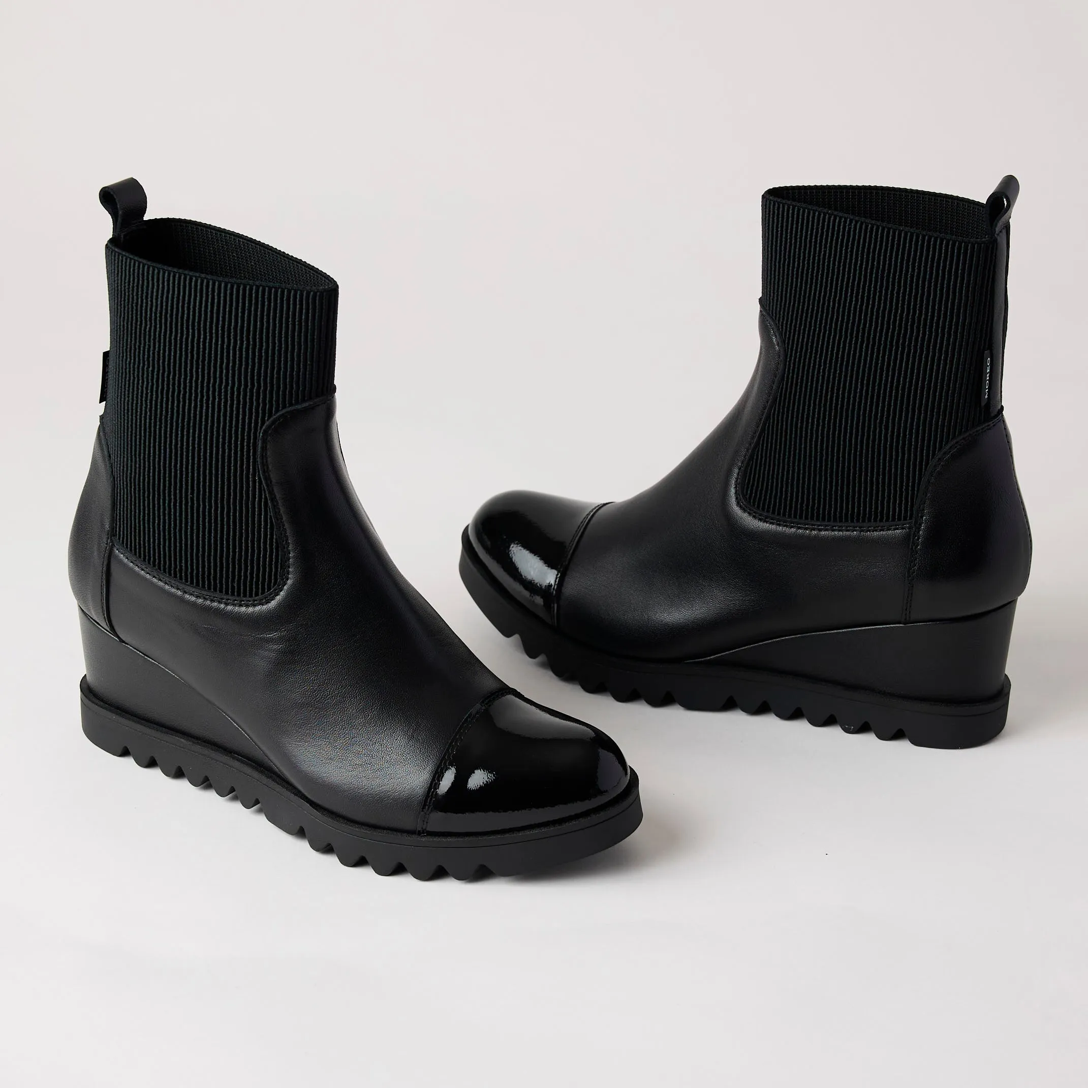 Marco Moreo Black Stretch & Leather Ankle Boots