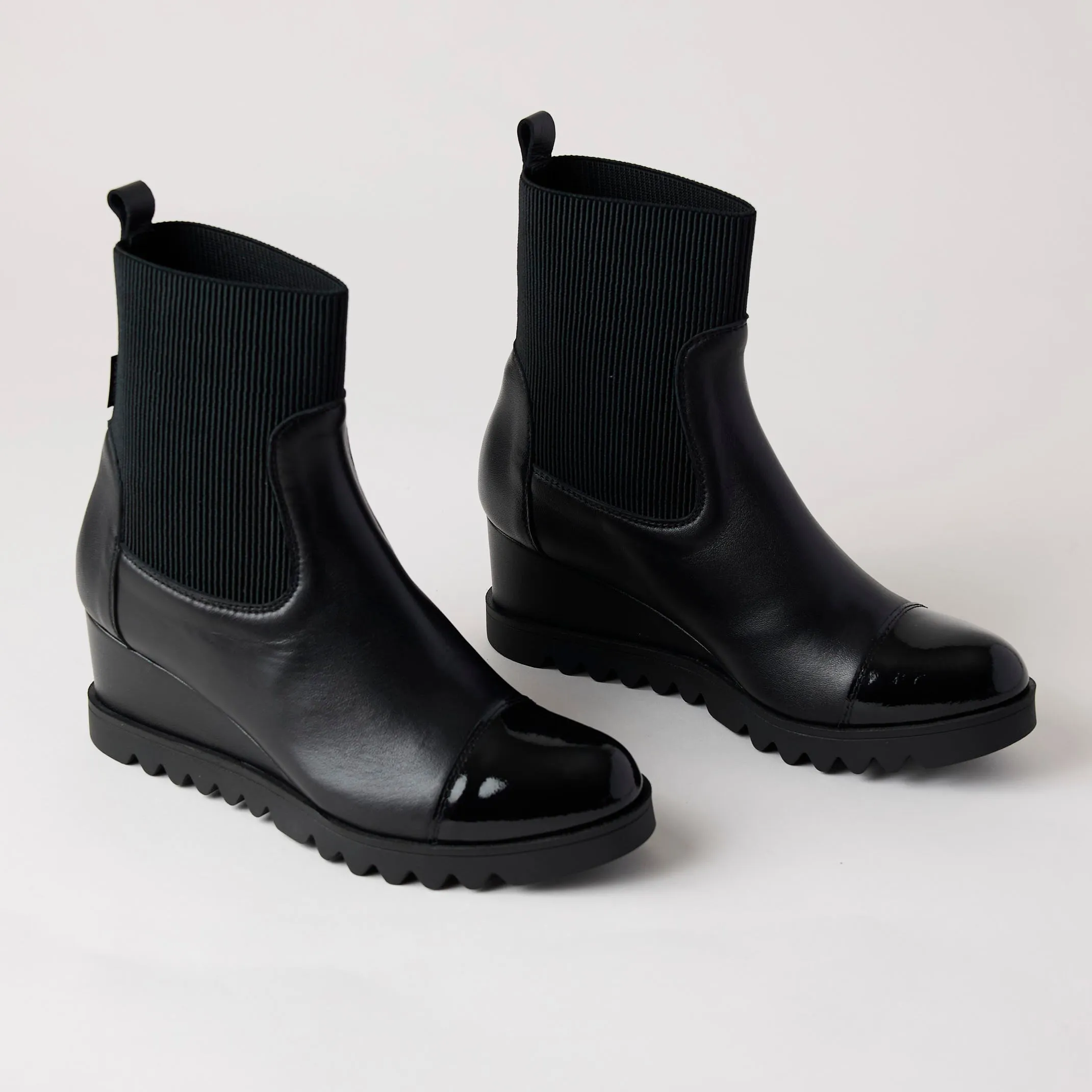 Marco Moreo Black Stretch & Leather Ankle Boots