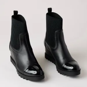 Marco Moreo Black Stretch & Leather Ankle Boots