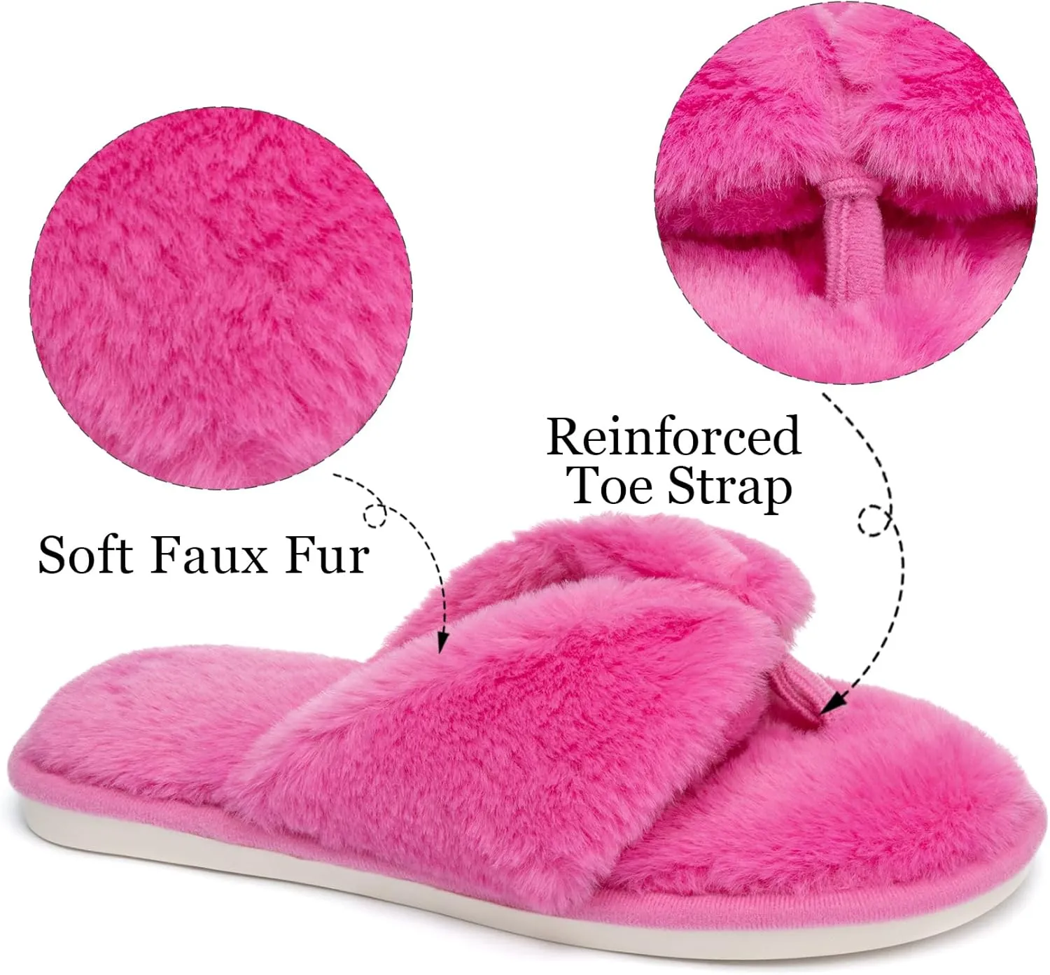 MAXTOP Fluffy House Slippers for Women Open Toe Cute Memory Foam Flip Flop Slippers Indoor Outdoor Soft Slides Shoes