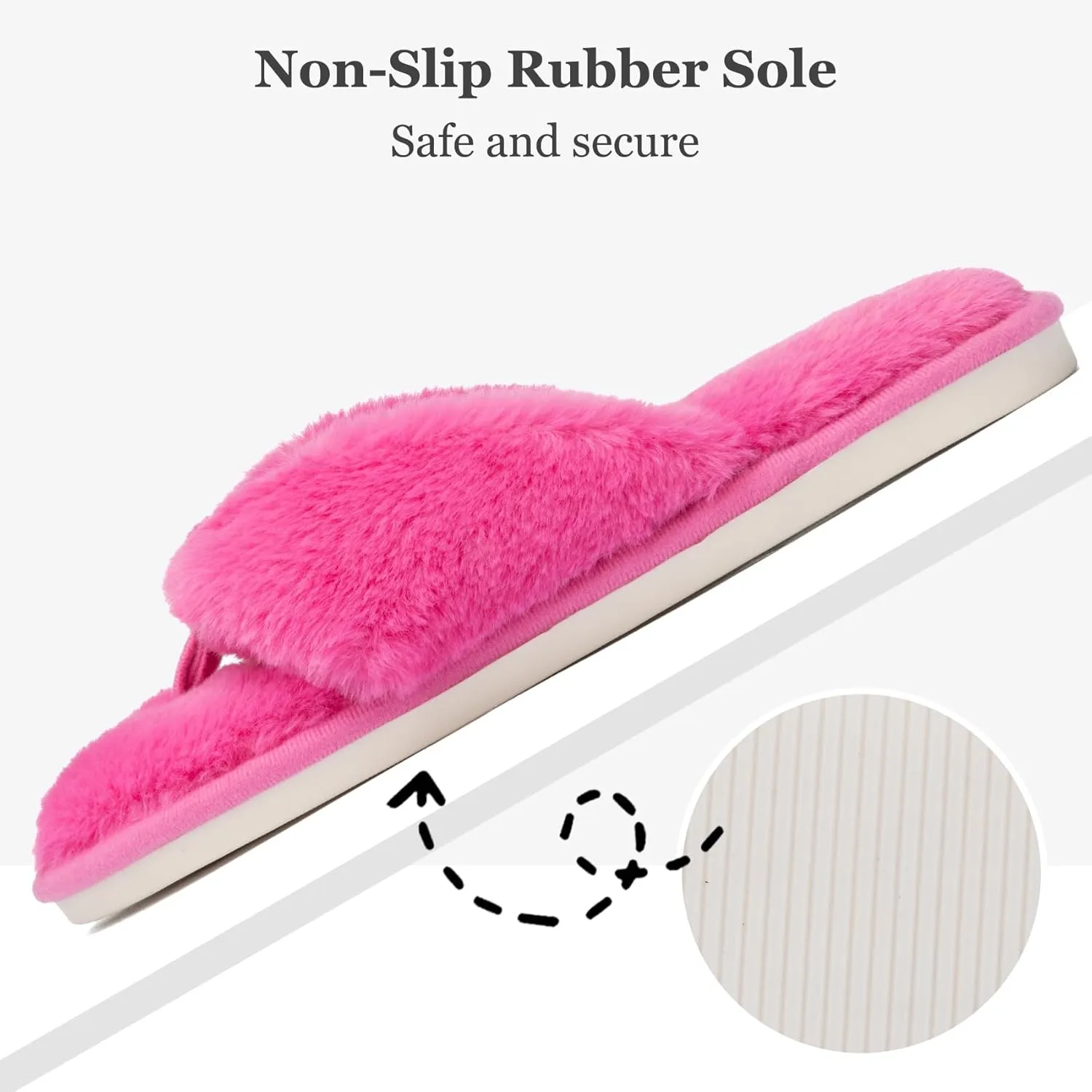 MAXTOP Fluffy House Slippers for Women Open Toe Cute Memory Foam Flip Flop Slippers Indoor Outdoor Soft Slides Shoes