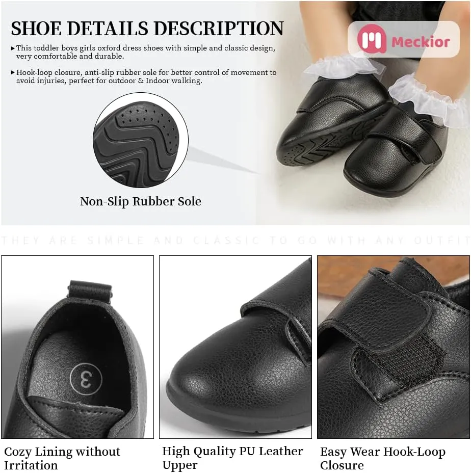 Meckior Infant Baby Boys Girls Classic PU Leather Wedding Loafers Brogue Toddler Oxford Dress Shoes First Steps Walking Flat Lazy Crib Shoe