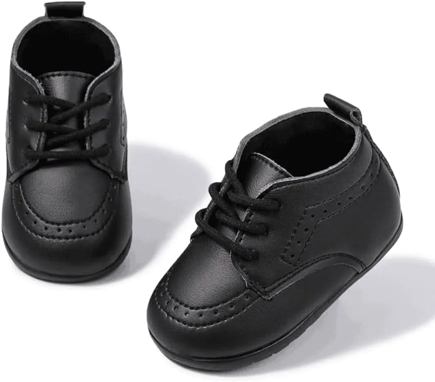 Meckior Infant Baby Boys Girls Classic PU Leather Wedding Loafers Brogue Toddler Oxford Dress Shoes First Steps Walking Flat Lazy Crib Shoe