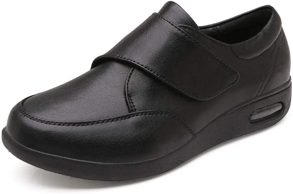 Memory Foam Air Cushion Elderly Shoes Edema Shoes, for Grandma Grandpa Elderly Walking Shoes, for Diabetic Arthritis Swollen Footwear,Black-35