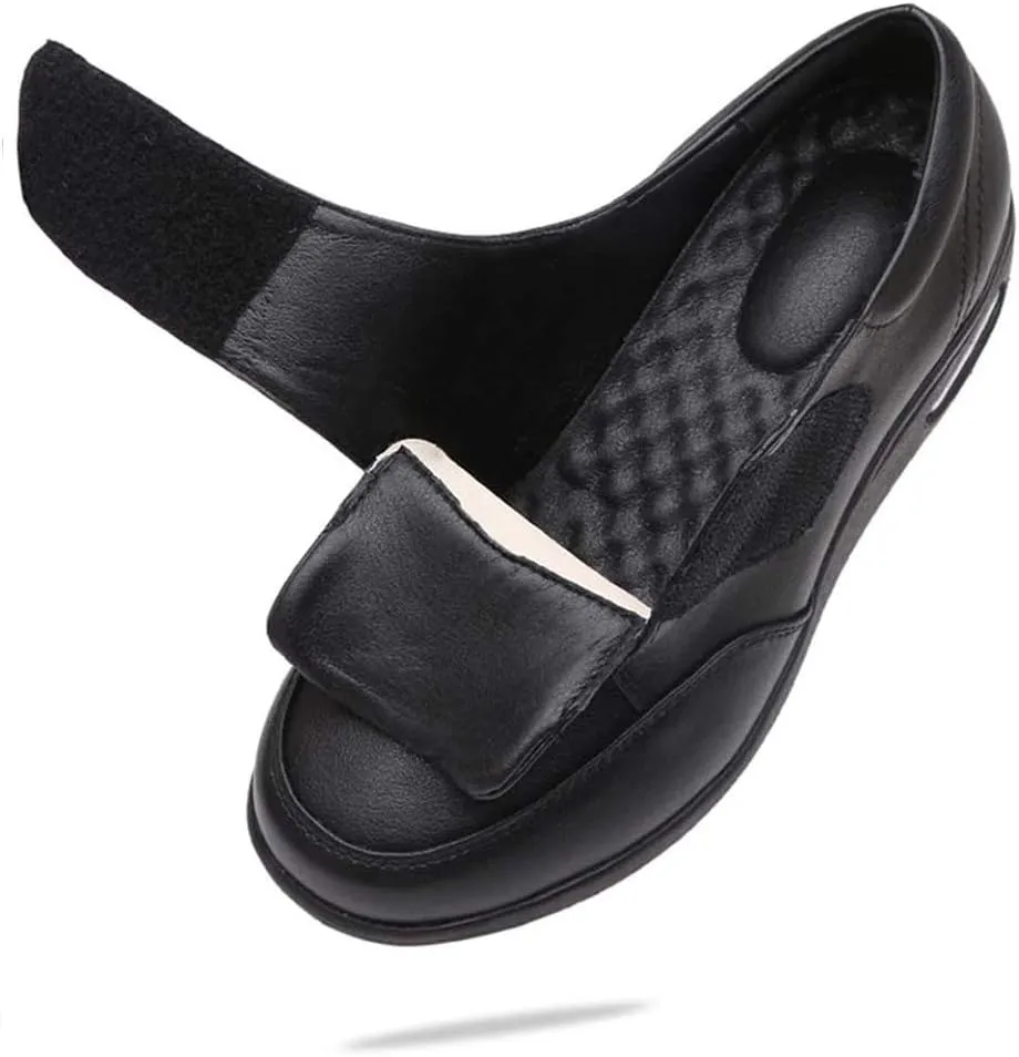 Memory Foam Air Cushion Elderly Shoes Edema Shoes, for Grandma Grandpa Elderly Walking Shoes, for Diabetic Arthritis Swollen Footwear,Black-35