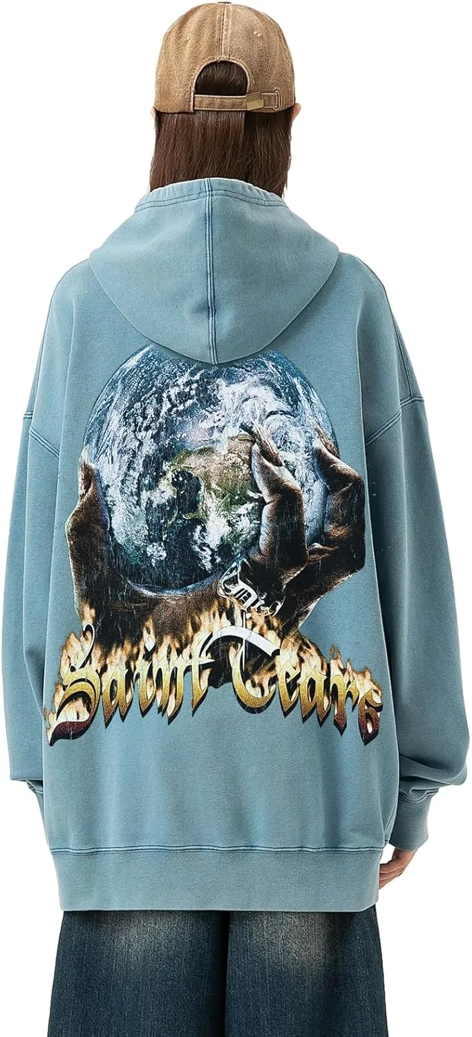 Men's 3D Graphic Print Hooded Casual Oversized Hoodies Pink&Grey Mix Special Color Long Sleeve For Unisex