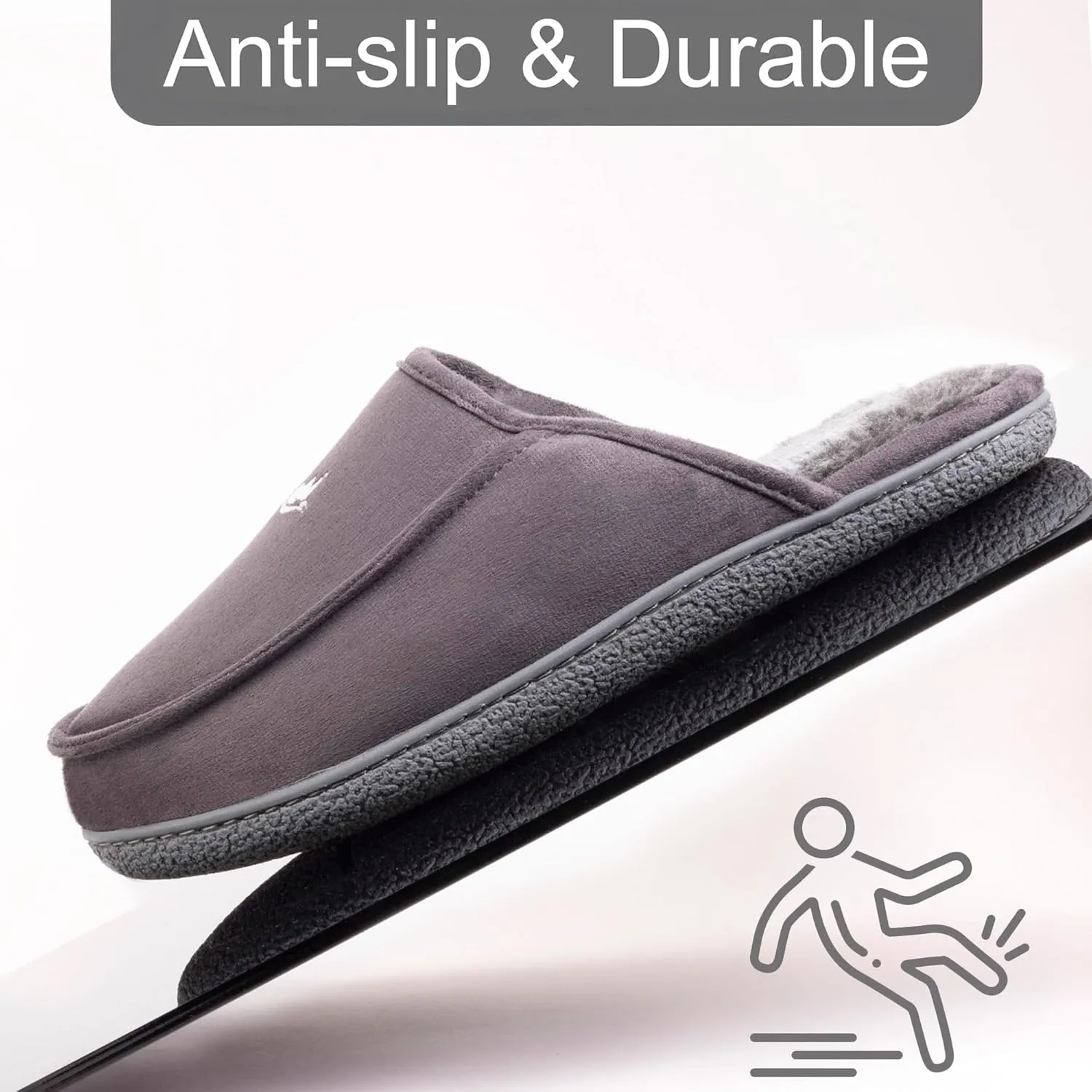 Men's 80D High Density Memory Foam House Slippers, Indoor Outdoor Slip On Clog House Shoes