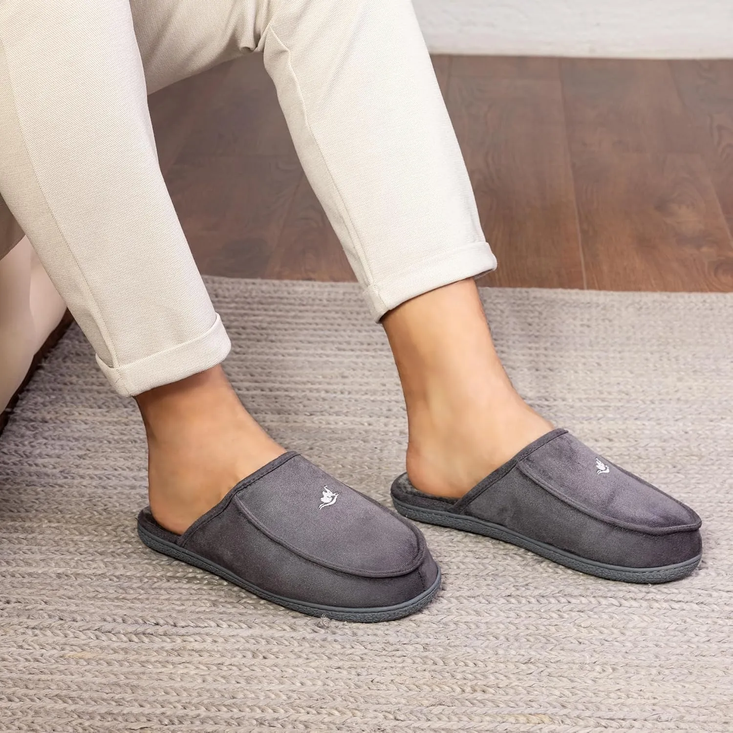 Men's 80D High Density Memory Foam House Slippers, Indoor Outdoor Slip On Clog House Shoes
