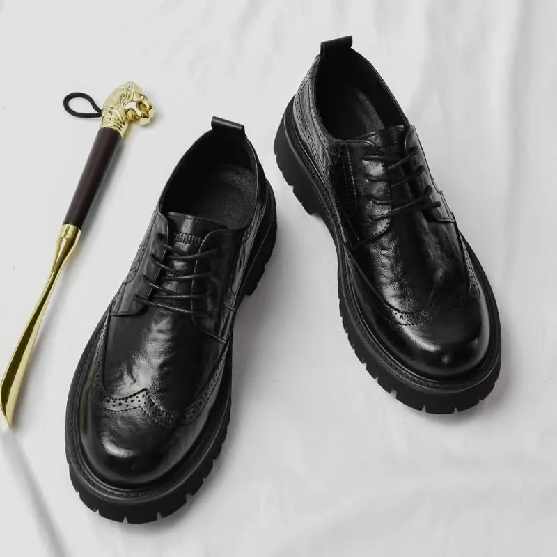 Men's Brogue Oxfords Shoes Fashion Classic Carved Lace Up Leather Low Dress Shoes for Business Formal Daily Walking