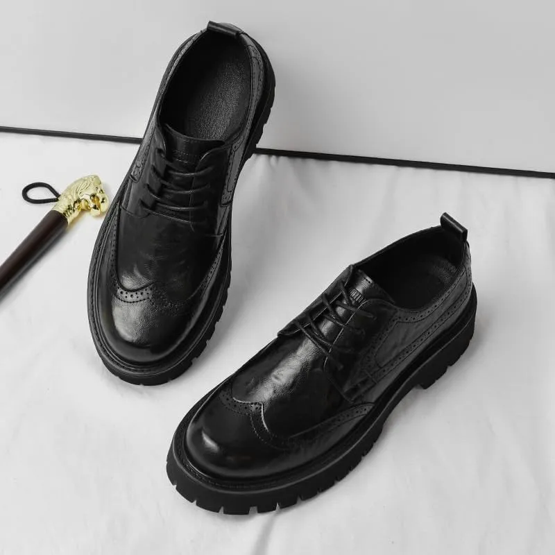 Men's Brogue Oxfords Shoes Fashion Classic Carved Lace Up Leather Low Dress Shoes for Business Formal Daily Walking