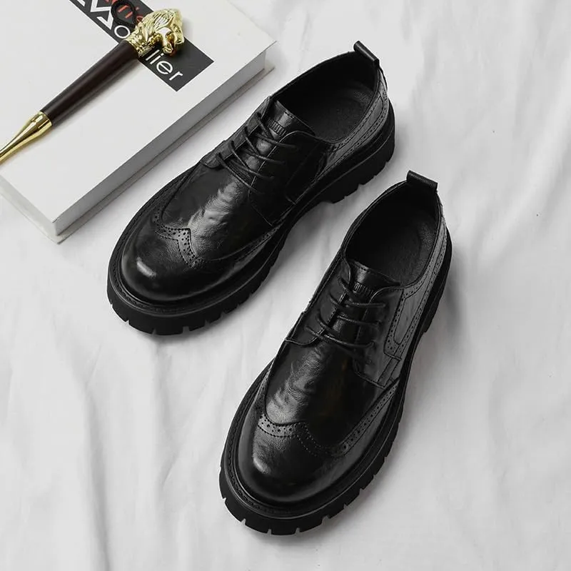 Men's Brogue Oxfords Shoes Fashion Classic Carved Lace Up Leather Low Dress Shoes for Business Formal Daily Walking
