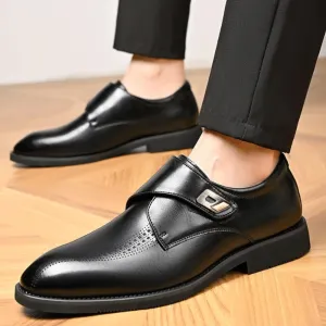 Men's Brogue Wingtip Retro Business Oxford Shoes Formal Dress Shoes Classic Leather Pointed Toe Slip-On Wedding Shoes