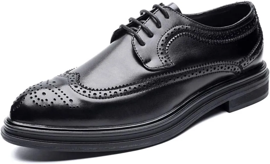 Men's Business Oxford Casual Chic British Style Low-top Classic Carving Lace Brogue Shoes Non-Slip (Color : Black, Size : 8 M US)
