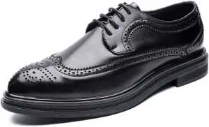 Men's Business Oxford Casual Chic British Style Low-top Classic Carving Lace Brogue Shoes Non-Slip (Color : Black, Size : 8 M US)