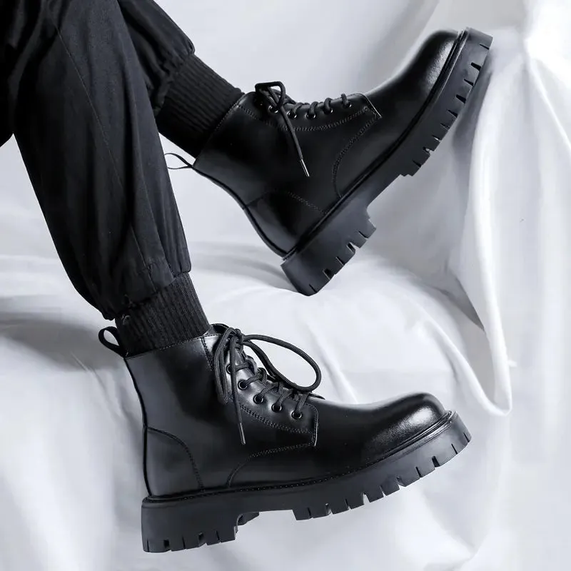 Men's Chelsea Ankle Boots - High-Top Leather Martin Boot