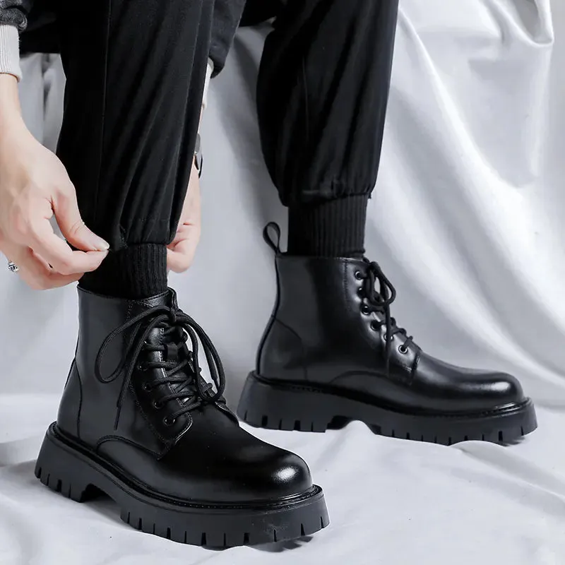 Men's Chelsea Ankle Boots - High-Top Leather Martin Boot