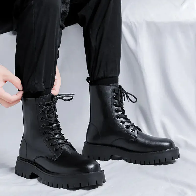 Men's Chelsea Ankle Boots - High-Top Leather Martin Boot