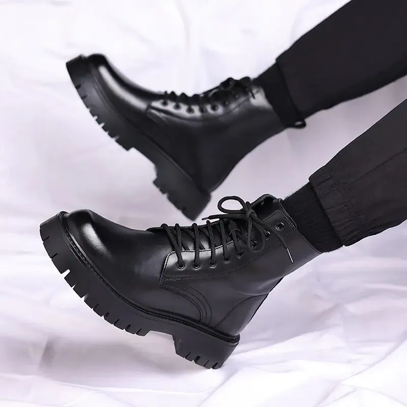 Men's Chelsea Ankle Boots - High-Top Leather Martin Boot