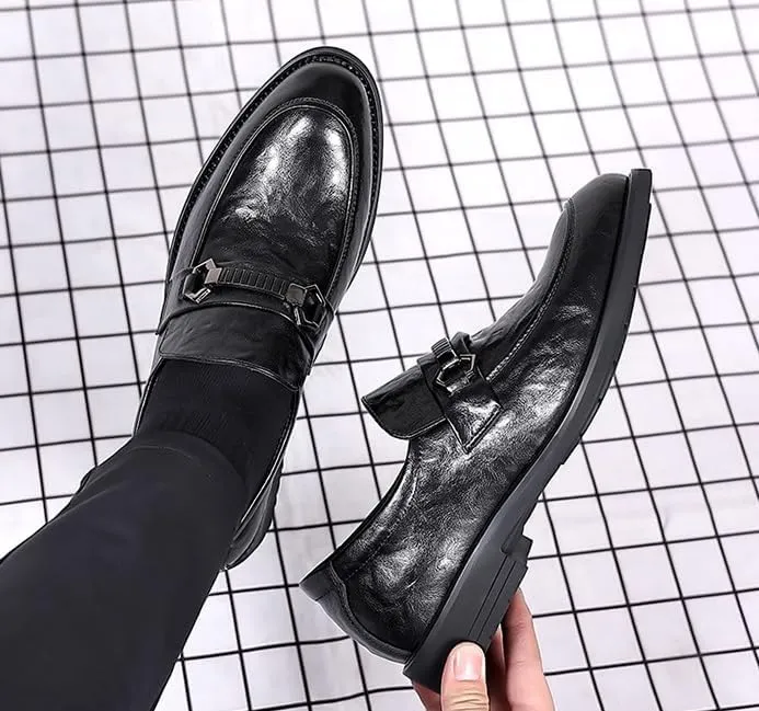 Men’s Comfortable Dress Shoes Mens Non-Slip Breathable Leather Brogue Shoes Classic Office Derby Shoes(7.5)