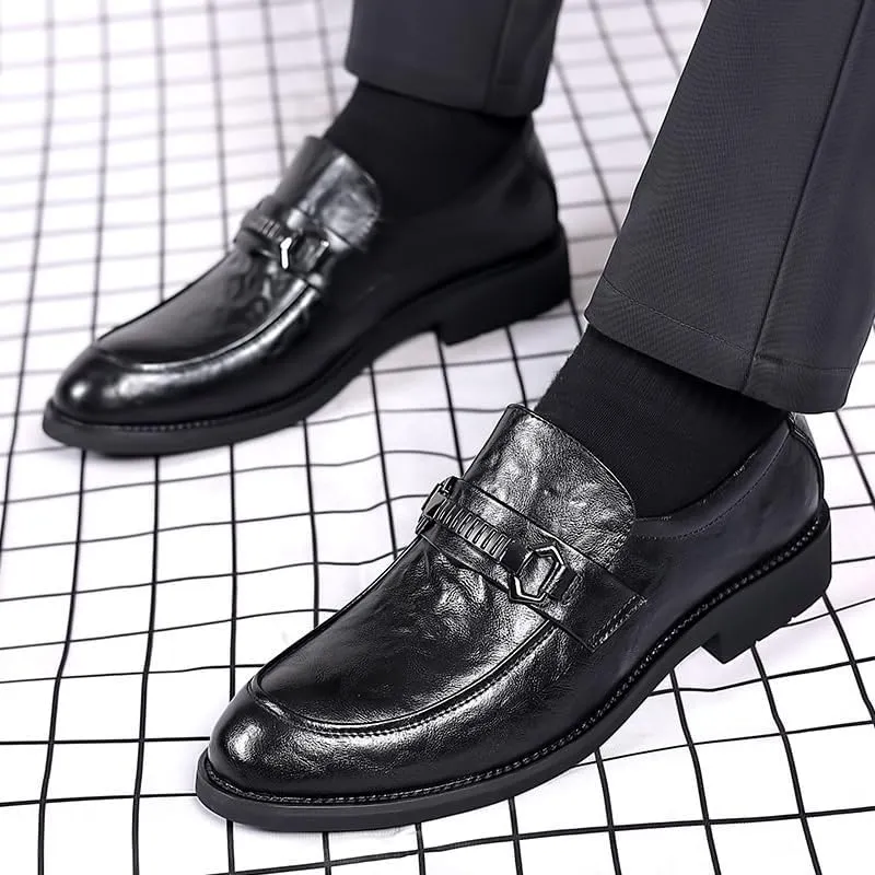 Men’s Comfortable Dress Shoes Mens Non-Slip Breathable Leather Brogue Shoes Classic Office Derby Shoes(7.5)