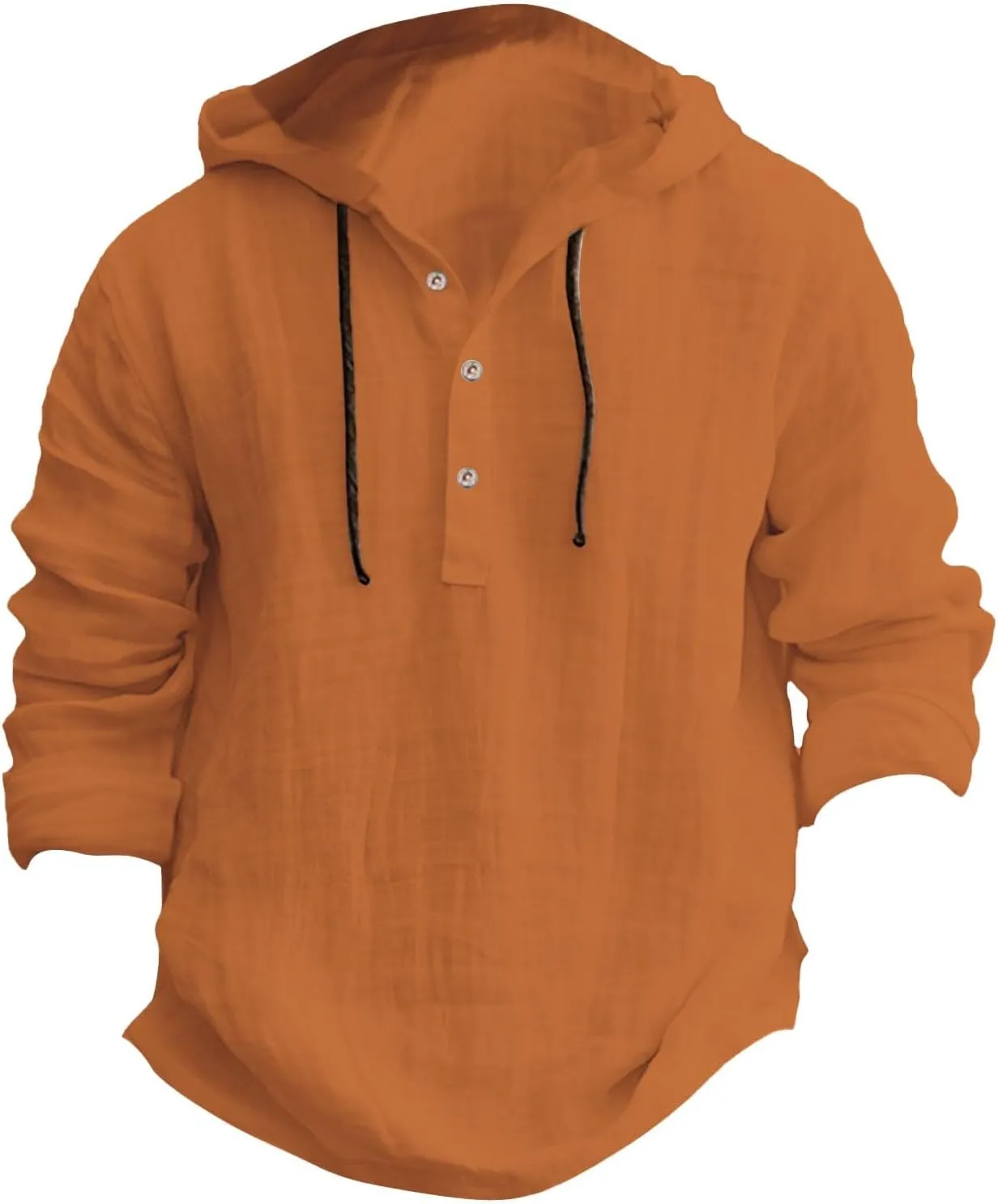 Mens Cotton Linen Shirts with Hood Long Sleeve Button Down Summer Tops Roll-Up Sleeve Lightweight Dry Fit Beach Tees