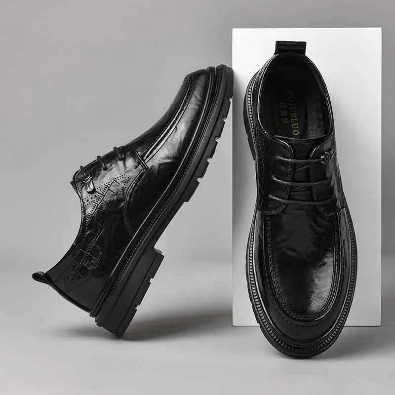 Men's Dress Shoes Black Formal Business Oxford Classic Lace Up Wingtip Breathable Non-Slip Casual Shoes
